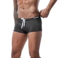thumbnail image 3 of JoveMarine Men's Quick Dry Swim Trunks with Drawstring Low Waist Boxer Shorts for Hot Spring Beach and Swimming Solid Color Black L, 3 of 6
