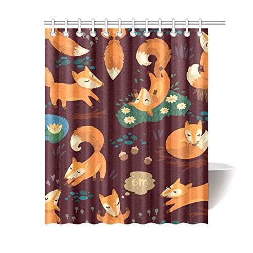 MKHERT Funny Cute Little Fox Shower Curtain Waterproof fabric Polyester Bath Curtain 60x72 inch