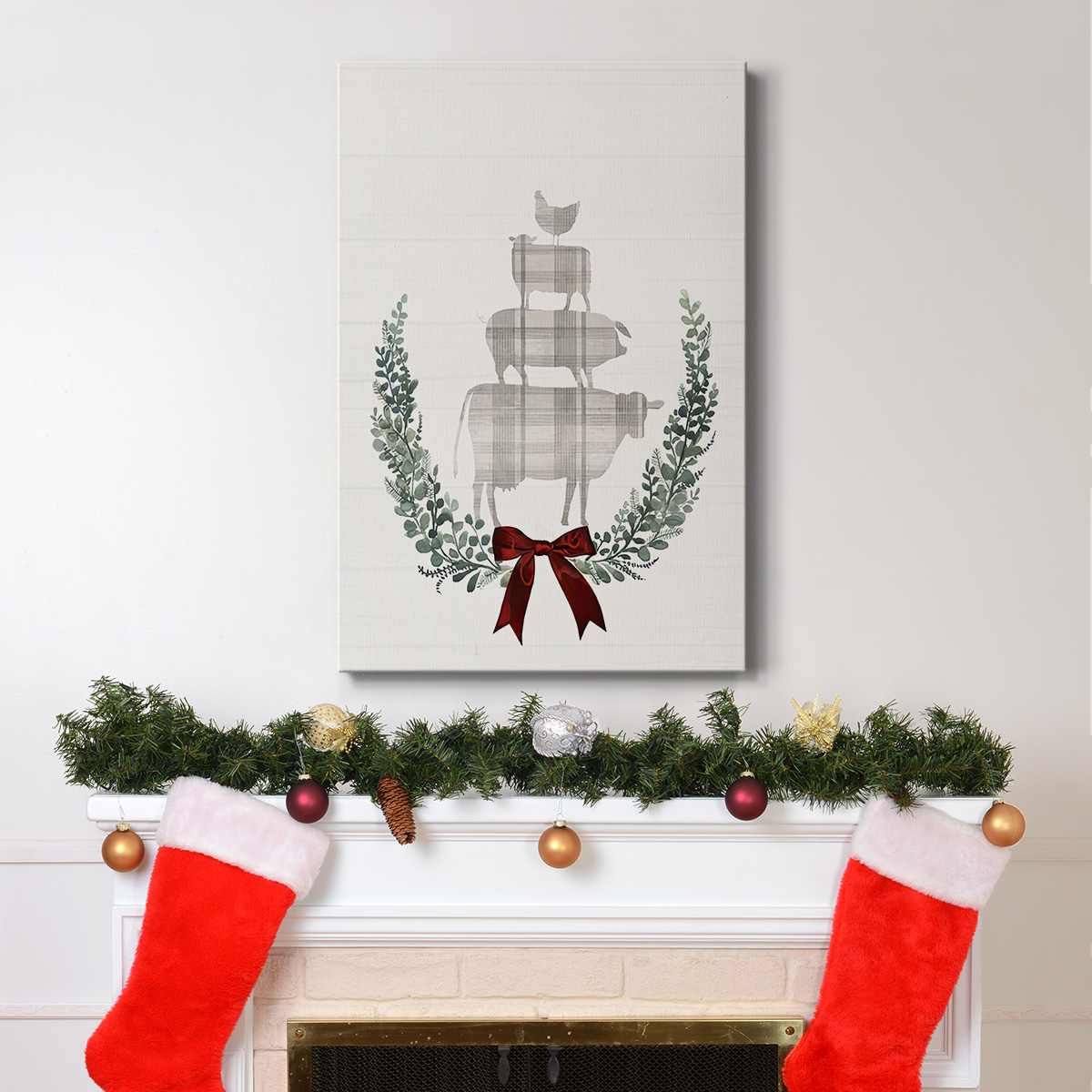 Yuletide Animals I- Gallery Wrapped Canvas