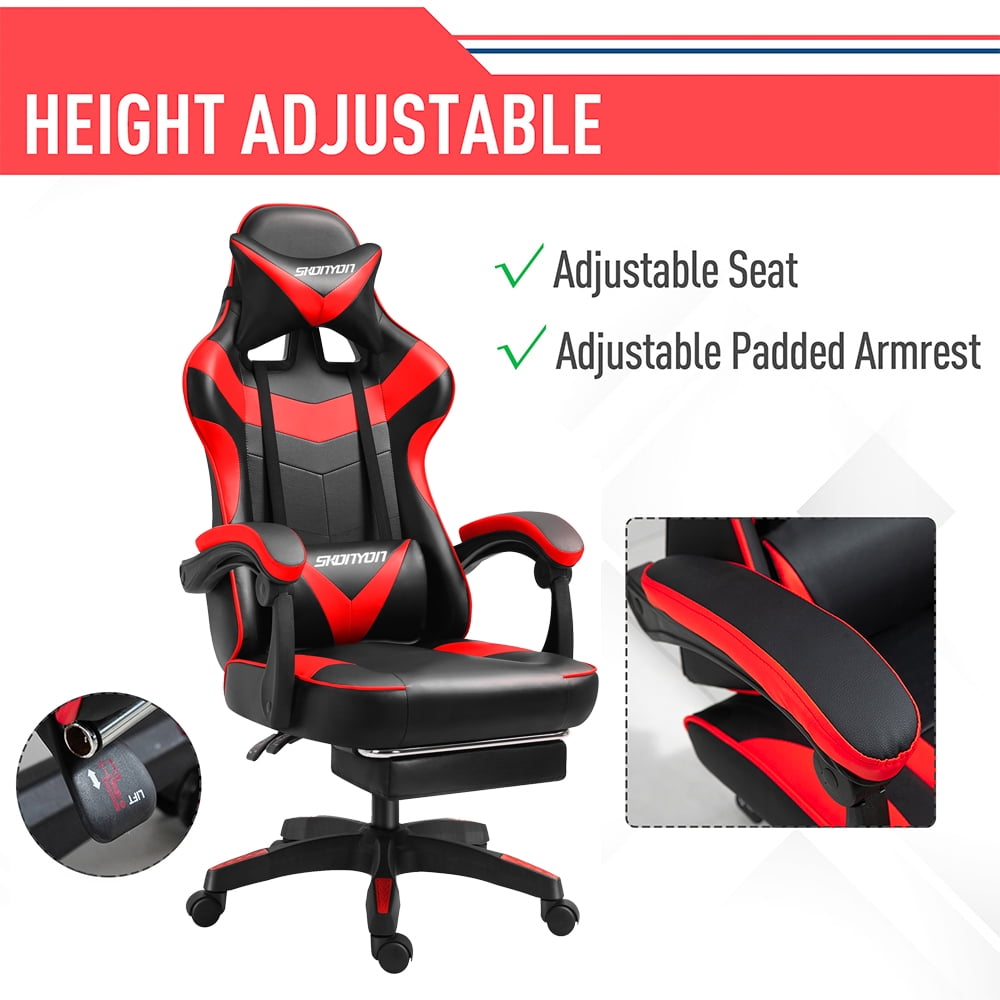 Finn Racing Adjustable Pillow and Leg Support Gaming Chair Red - miBasics