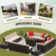thumbnail image 4 of Homall 15 Pieces Rattan Patio Furniture Conversation Set with 43" Gas Propane 50000 BTU Fire Pit Table Outdoor Sectional Sofa for Backyard,Beige, 4 of 11