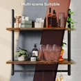 thumbnail image 3 of 24" Floating Kitchen Shelves Wall Mounted 2 Tier Coffee bar Shelves with 8 Hooks, Industrial Wall Shelf for Kitchen, Living Room Bedroom, Rustic Brown, 3 of 8