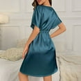 thumbnail image 4 of Fjofpr Nightgowns for Women Short Sleeve Women's Solid Color Ice Silk Pajamas Home Clothing Sleep Dress, 4 of 4
