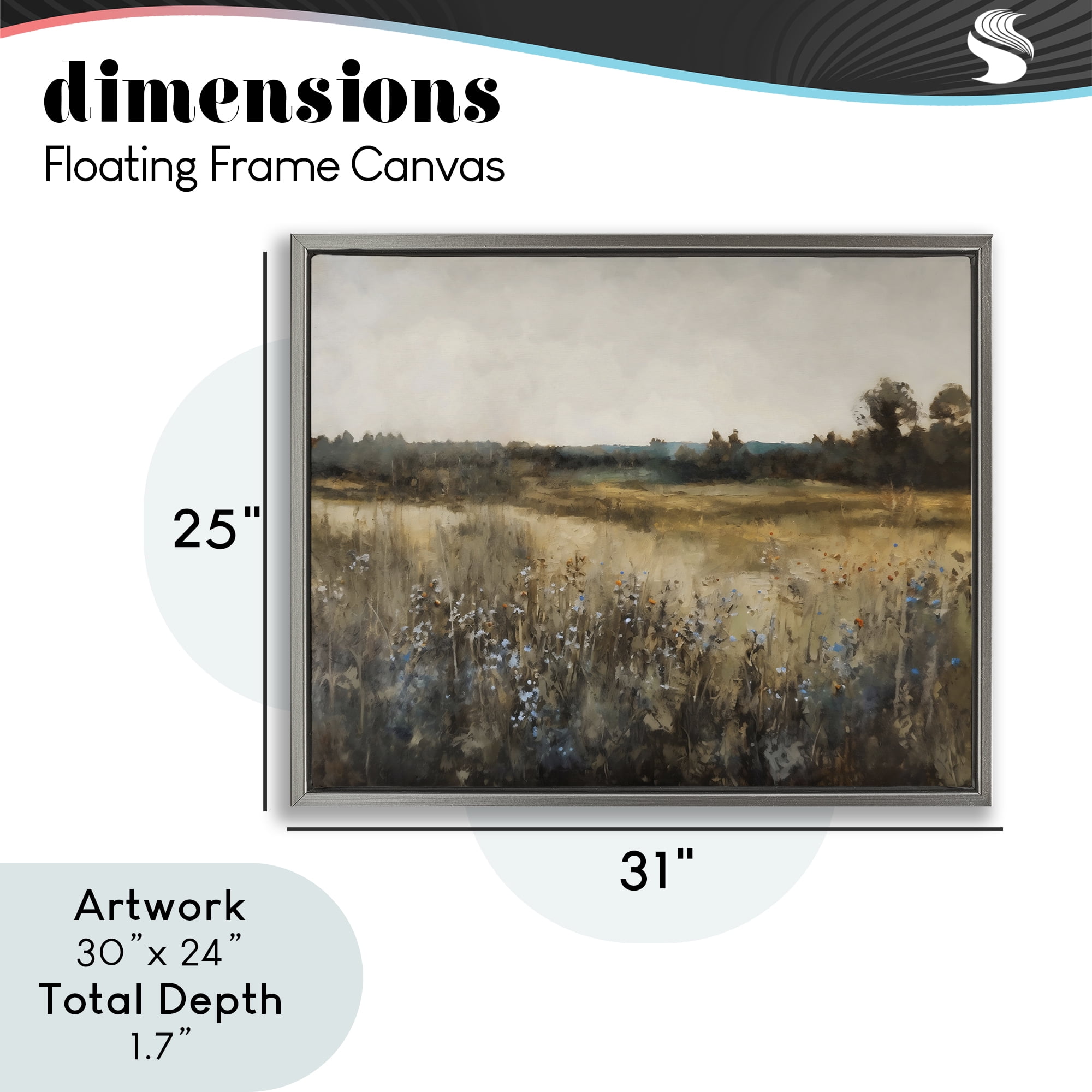 Stupell Industries Wildflowers & Wheat Meadow Gray Framed Floater Canvas Wall Art, design by Creative Studio