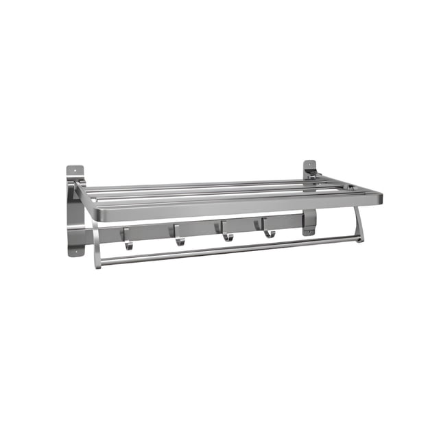 Toallero Doble Acero Inoxidable Baño De Pared Con Ganchos