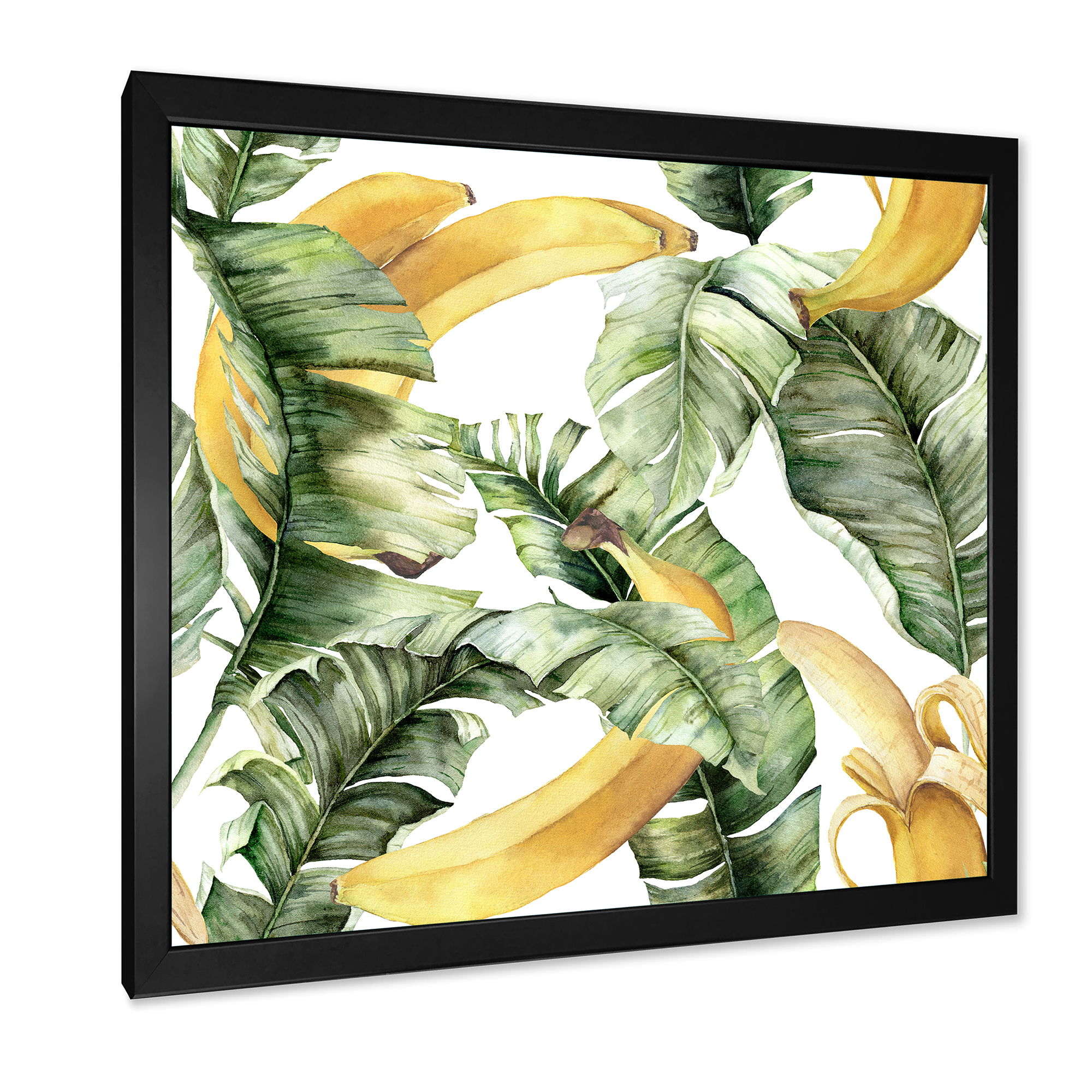 Designart 'Leaves With Ripe Bananas' Nautical & Coastal Framed Art Print