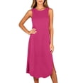 thumbnail image 6 of Gytharion Women's Nightgown Soild Color Crewneck Sleeveless Sleep Dress Side Slit Pocket Long Nightshirt, 6 of 6
