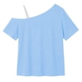 thumbnail image 4 of hoksml Girls One Shoulder T-Shirt, Short Sleeve Casual Top, Kids Off Shoulder Tee for Back to School, 4 of 9