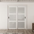 thumbnail image 2 of 60" x 80" Forested Glass Sliding Door Kit - 3-Lite Design for Closet Door Hardware kit including, Black Handles, 2 of 8