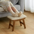 thumbnail image 2 of Foot Stool Ottoman Foot Rest Under Desk,Small Stool for Living Room, Bedroom and Kitchen (Brown Legs - Beige Stool Surface), 2 of 17