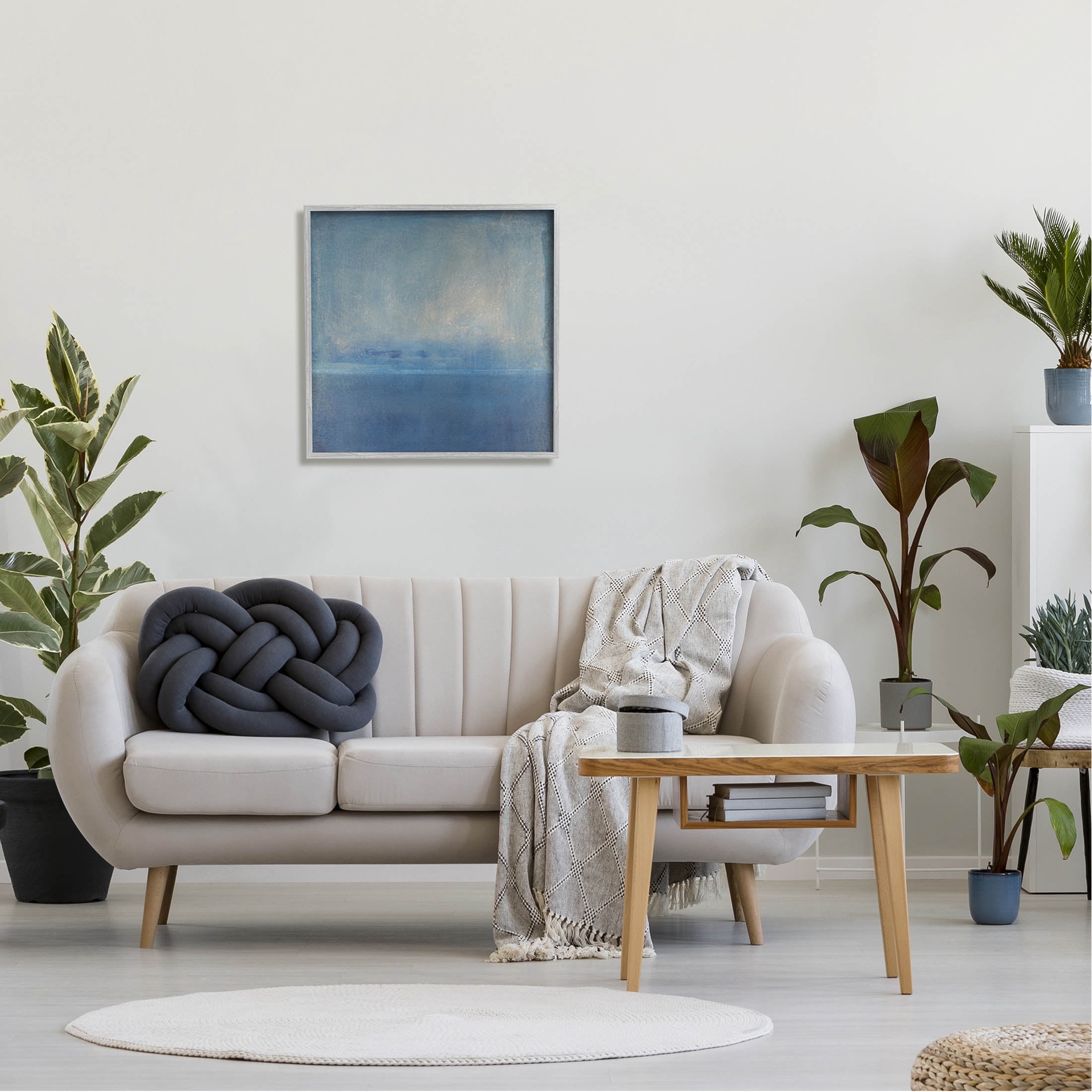 Stupell Industries Blue Abstract Landscape Painting Gray Framed Art Print Wall Art, Design by Tim OToole