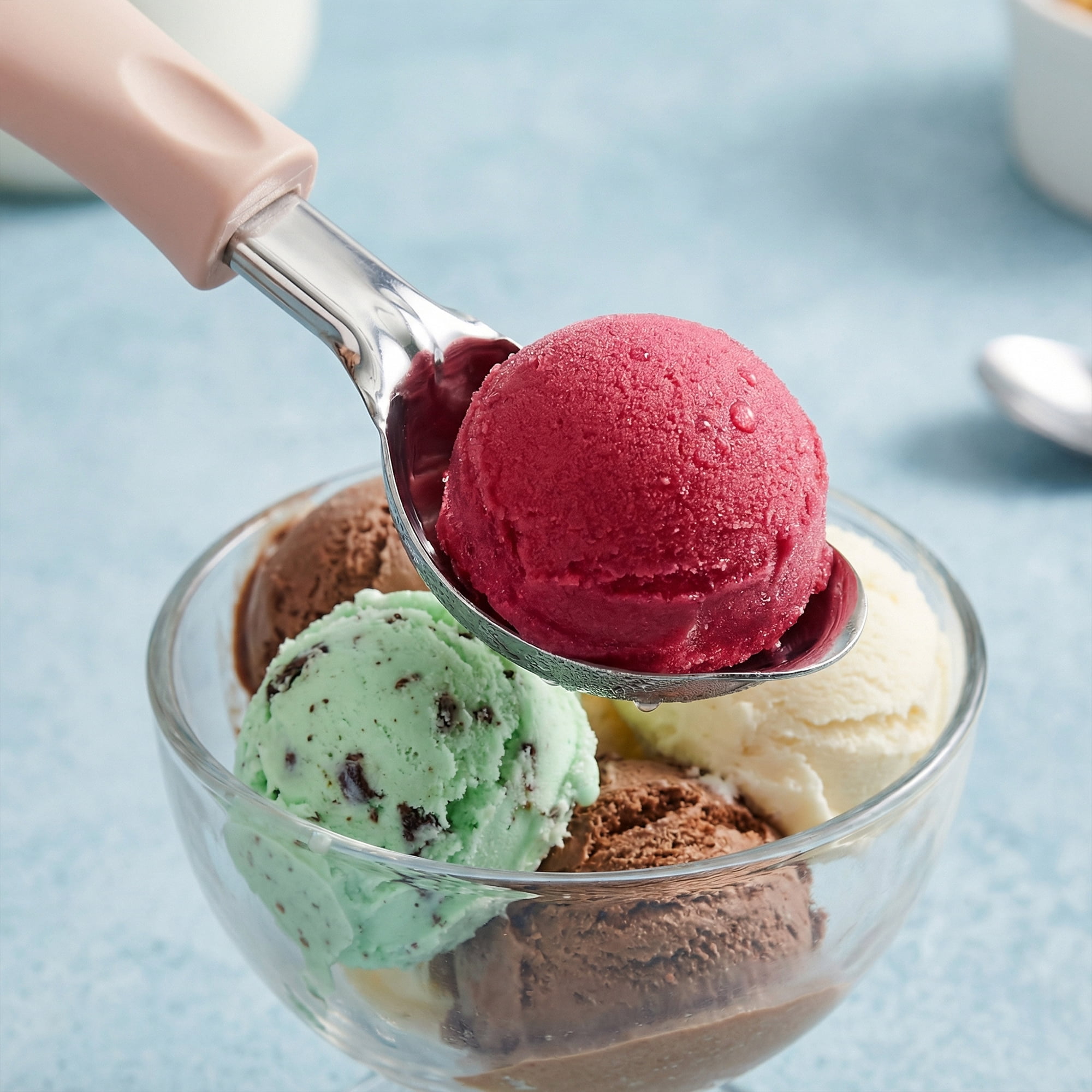 Unique Bargains Hangable Stainless Steel Ice Cream Scoop with Handle Khaki-1Pcs 7.5in