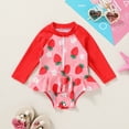 thumbnail image 6 of Happy Town Newborn Baby Girls Swimsuit Summer One-Piece Long Sleeve Floral Bathing Suit, 6 of 8