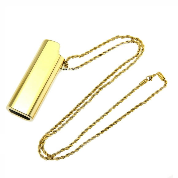 Silver Gold Alloy Lighter Case Hiphop long choker Necklace Lighter Shell Pendant Metal Neck Chain Long Choker
