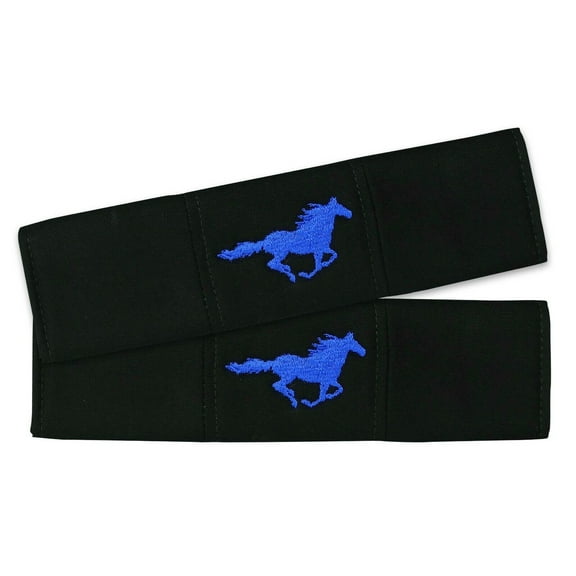 Designcovers A set(2 pcs) Cotton Black With Blue Runing Horse Design Universal Car Safety Seat Belt Strap Cover Shoulder Pad / Cushion, Fits any Car