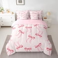 thumbnail image 2 of Feelyou Princess Pink Bow Bedding Comforter Set 7pcs for Kid, Cartoon Bowknot King Bedding Sets, Fairy Tale Style Reversible Bed Sheets, Super Cozy Room Decor, 2 of 8