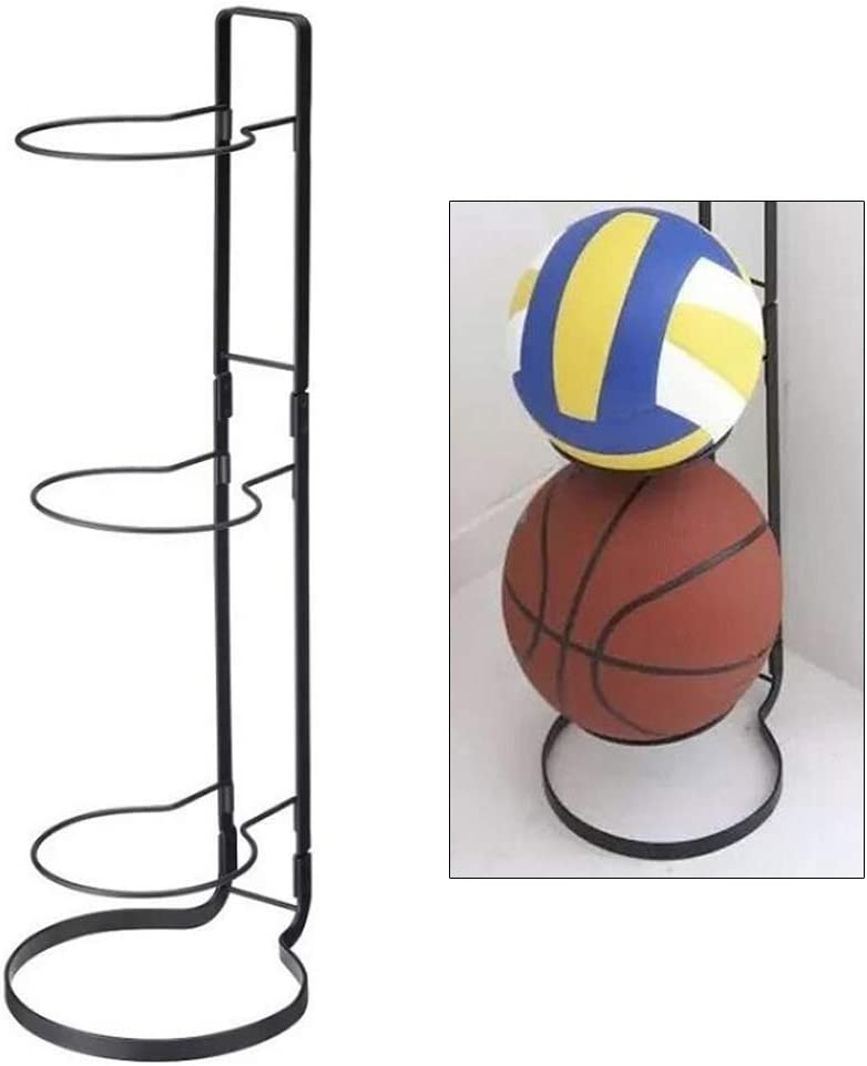 Miumaeov Basketball Rack, 3 Layer Vertical Ball Storage Rack Removable