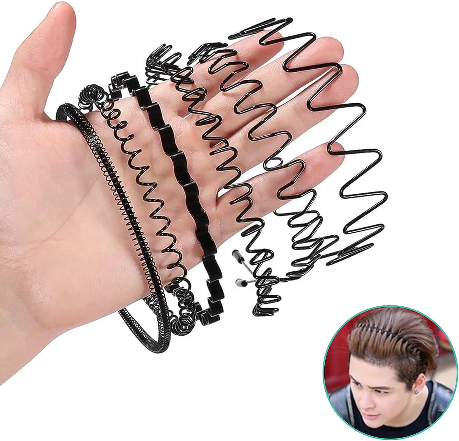 Metal Headband,Elastic Wavy Spring Wave Hair Band,6 Pcs Hair  display picture 1