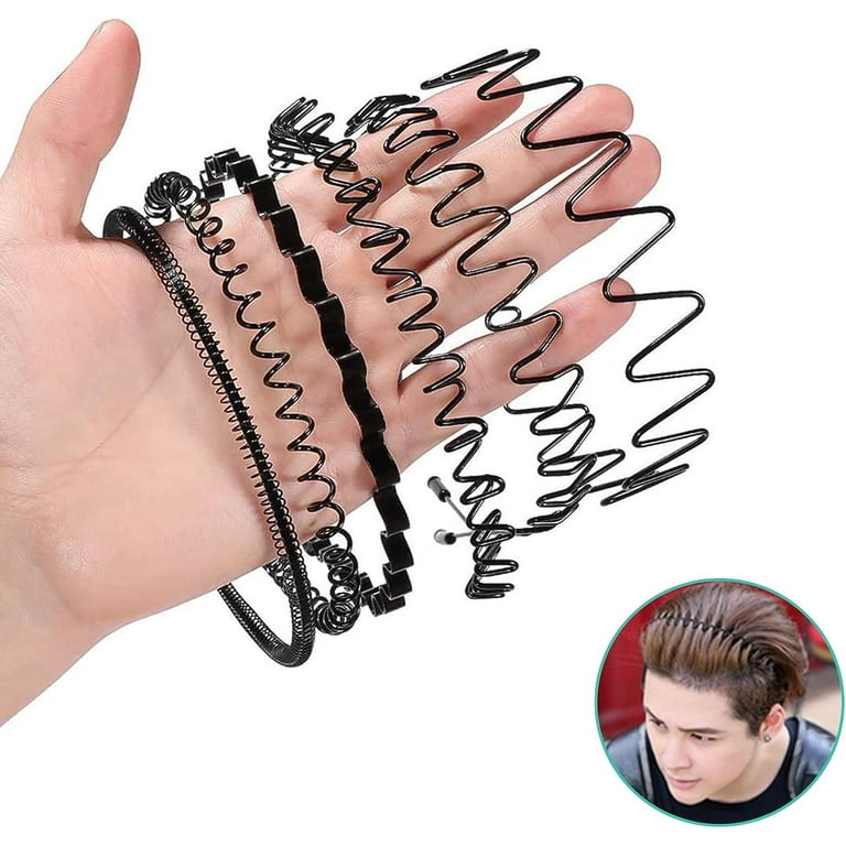 Metal Headband,Elastic Wavy Spring Wave Hair Band,6 Pcs Hair Bands