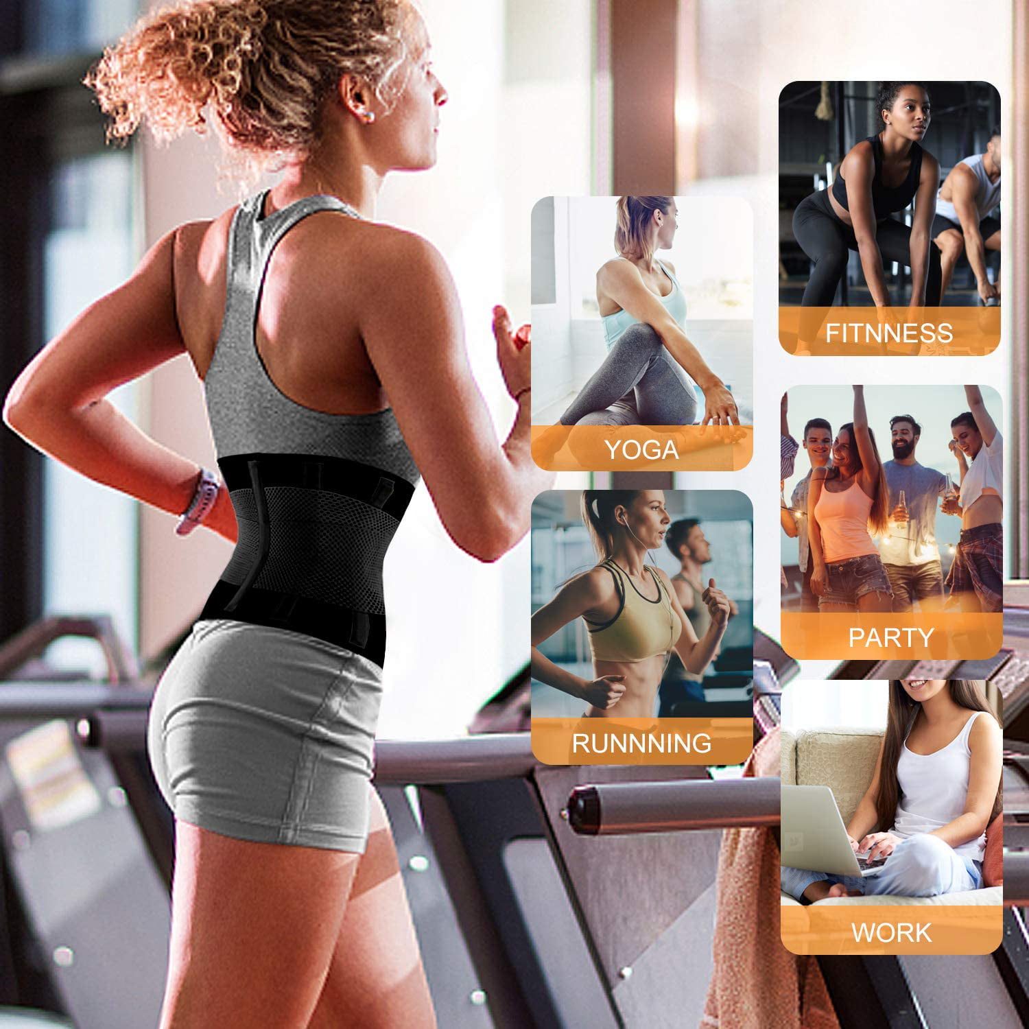 SCARBORO Neoprene Sweat Waist Trainer Trimmer Belt for Women Workout Sports Girdle Tummy Control Body Shaper Slim Belly Band 
