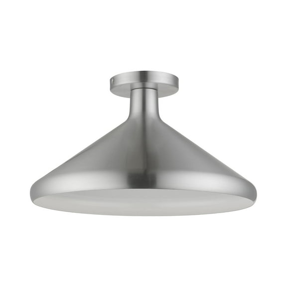 41020-66 Livex Lighting Geneva - 1 Light Semi-Flush Mount In Urban Style-8.75 Inches Tall and 15.25 Inches Wide-Brushed Aluminum Finish