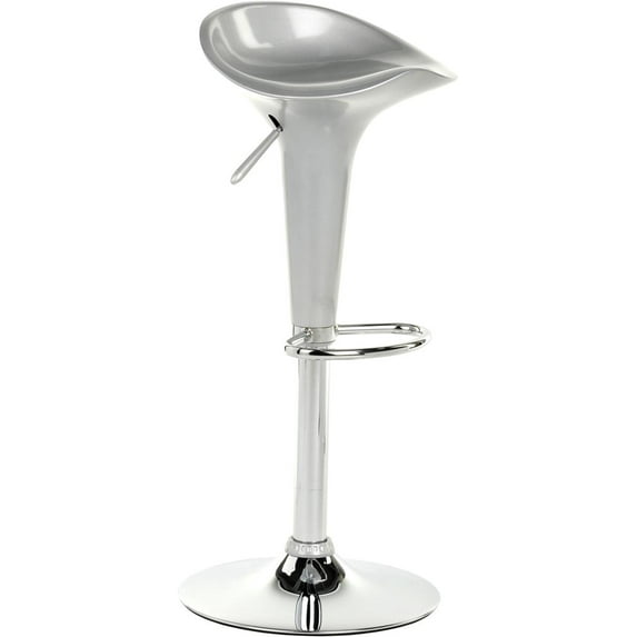 Displays2go Bar Stool with 360-Degree Swivel & Adjustable Height, Silver