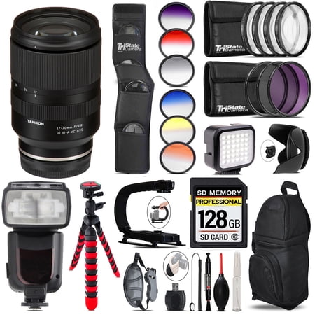 Tamron 17-70mm f/2.8 Di III-A VC RXD Lens for Sony E+ LED Light - 128GB Accessory Bundle