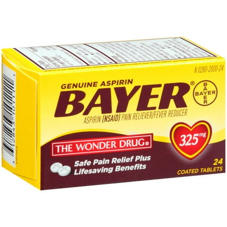 Genuine Bayer Aspirin Pain Reliver/Fever Reducer 325mg 24 Tablets