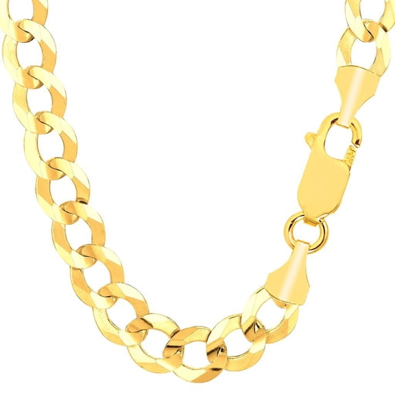 The Diamond Deal Mens 14k Hollow Yellow Gold 4.4mm Shiny Hollow Cuban Comfort Curb Cuban Chain Necklace For men for Pendants and Charms with Lobster-Claw Clasp ( 18", 20" 22" or 24 inch)