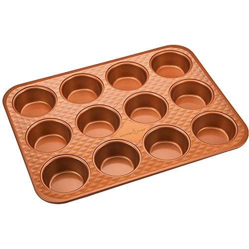Copper Chef Muffin Pan 12 Cup Cupcake Pan With Nonstick Coating Chef Grade Baking Pans For Oven Use Diamond Pan Cookware Collection Walmart Com Walmart Com