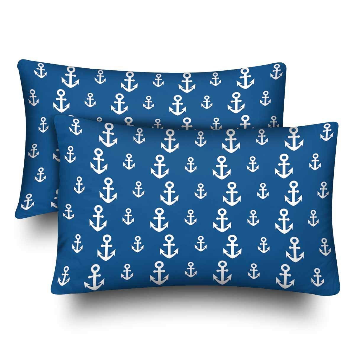 GCKG Anchor Nautical Marine Navy Blue Sail Maritime Pillow Cases