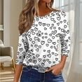 thumbnail image 4 of Turilly Womens 3/4 Sleeve Tops Fashion Ladies Floral Printed T-Shirt 3/4 Sleeves Blouse Round Neck Casual Top White L, 4 of 6