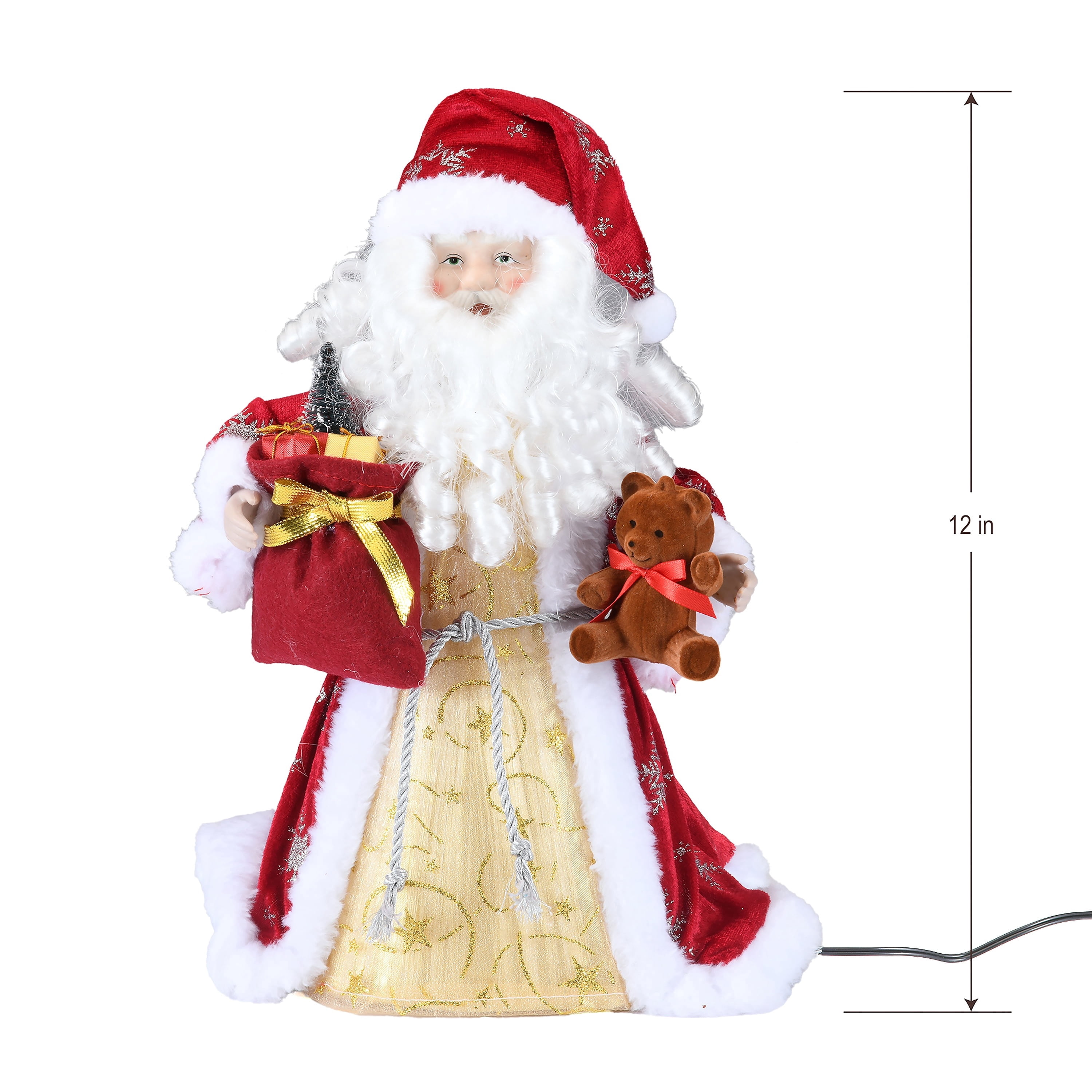 LED Fiber Optic Santa Christmas Tree Topper, Multicolor, 12", by Holiday Time