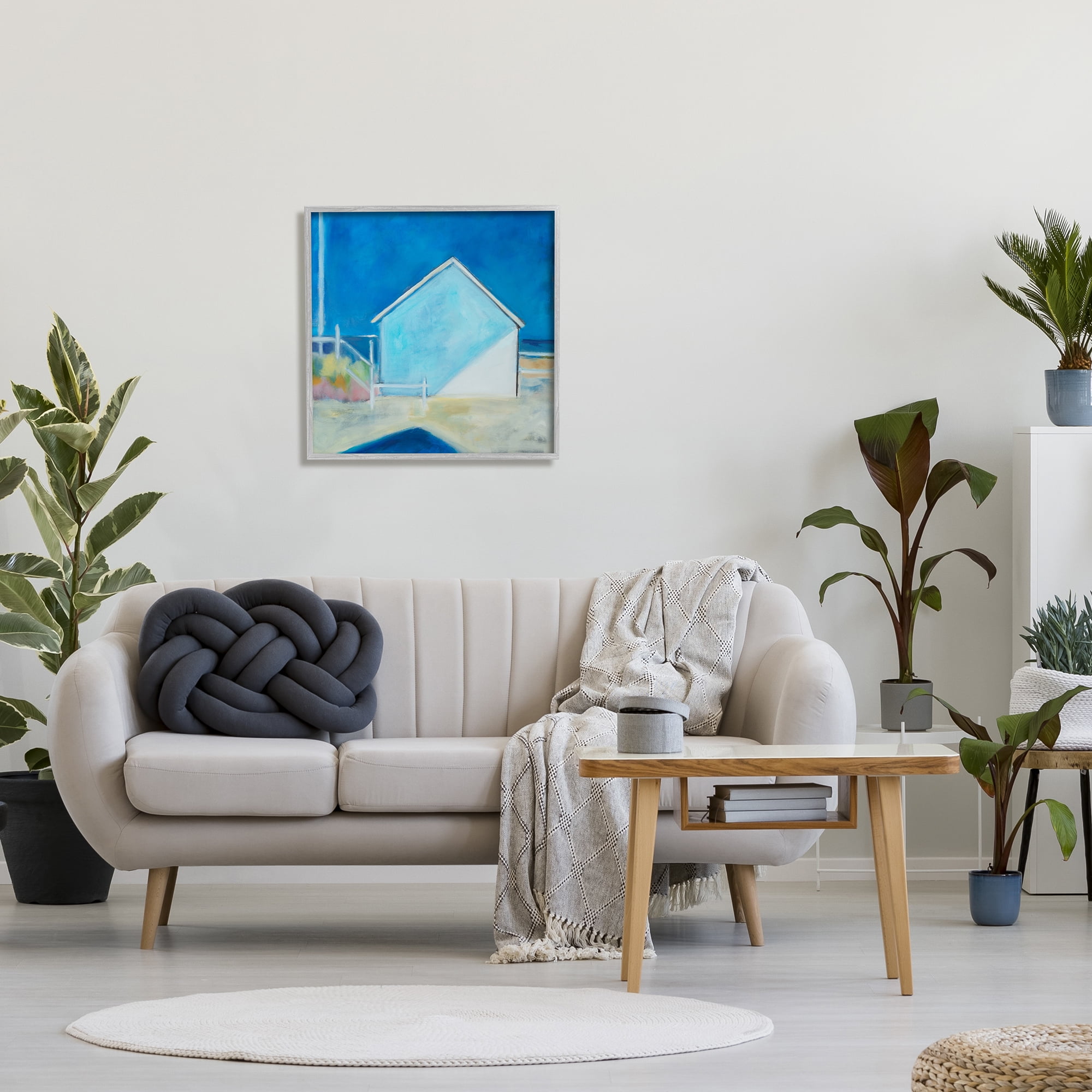 Stupell Indtries Contemporary Beach Hoe Landscape Soft Minimal Blue Waters,24 x 24,Design by Snne Marie