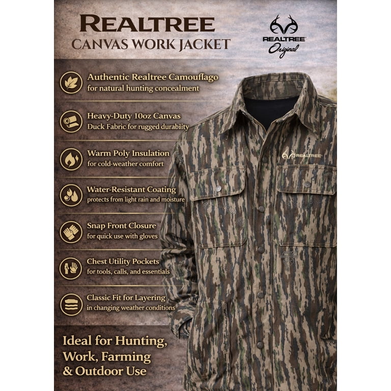 Realtree Men's Camo Farmhand Insulated Canvas Duck Work Hunting