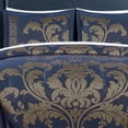 thumbnail image 3 of Chezmoi Collection Valor 7-Piece Bed in a Bag King, Navy/Gold Luxury Jacquard Floral Comforter with Sheets Set for All Season, 3 of 8