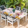 thumbnail image 2 of Spring Groundhog Table Cloths for 3 Foot Rectangle Tables, Watercolor Sunflower Botanical Pink Plaid Patio Waterproof Elastic Fitted Tablecloths, Washable Rectangular Table Cover for Camping, 2 of 8