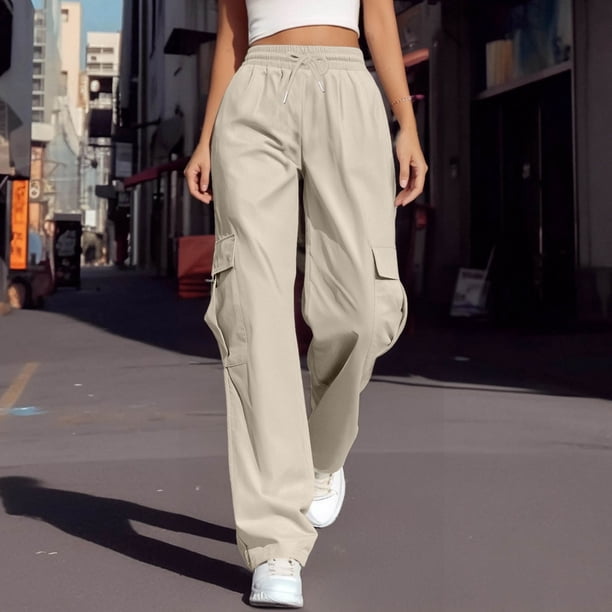 WILLBEST Pantalones Casuales para Mujer para Uso Diario y Deportes: Cómodo Diseño de Pierna Recta con Cintura Elástica y Bolsillos Funcionales. Chica