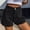 Black women high waisted striped shorts a1, variant on Cagogo Women's High Waisted Striped Flowy Shorts Summer Casual Beach Vacation Denim Shorts Party Loose Trousers Fashion Lounge Clothes, Black S