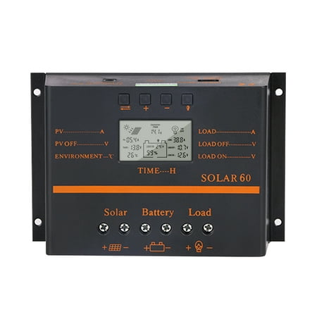 

Andoer 60A PWM Solar Controller / 24V Self-Adapting LCD Solar Panel Battery Discharge Regulator with 5V USB Output Compensation Multiple Protections