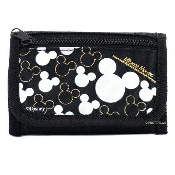 Disney Mickey Mouse Black Silver Trifold Wallet