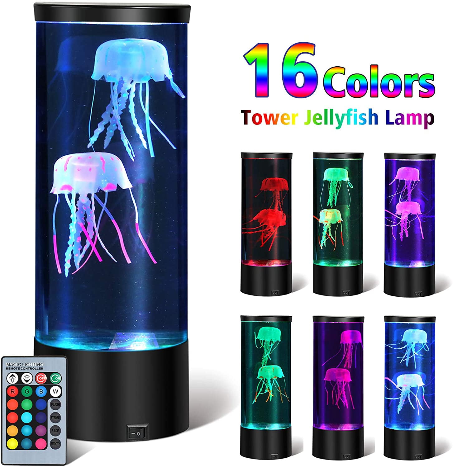 Playlearn USA Round Jellyfish Mood Lamp with 5 Color Settings 