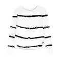 thumbnail image 2 of YUNAFFT Girls Striped Long Sleeve T-Shirt Side Slit Hem Soft Stretch Cotton-Like Top for 4-14Y, 2 of 6
