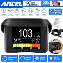 Ancel A202 OBD2 Scanner Automobile On-board Computer HUD Car Digital Gauge Computer Display Speed Fuel Consumption Water Temperature Gauge Display Tool with Brake Test Engine Code Reader