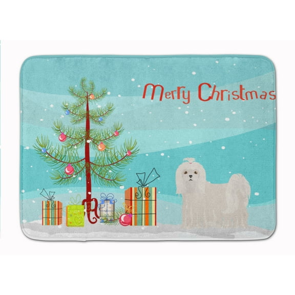 Maltese Christmas Tree Machine Washable Memory Foam Mat