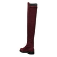 thumbnail image 3 of YDN Women Comfortable Pull On Over The Knee Flats Heels Boots Round Closed Toe Knee High Low Heels Winter Shoes Size 8.5 Red, 3 of 4