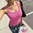 thumbnail image 2 of Soyumi Tank Tops for Women Summer Sleeveless Racerback Square Neck Casual Basic Ribbed Tops 2026 Summer Beach Vest Cotton Cami Shirts Workout Shirts, Hot Pink, 2 of 6