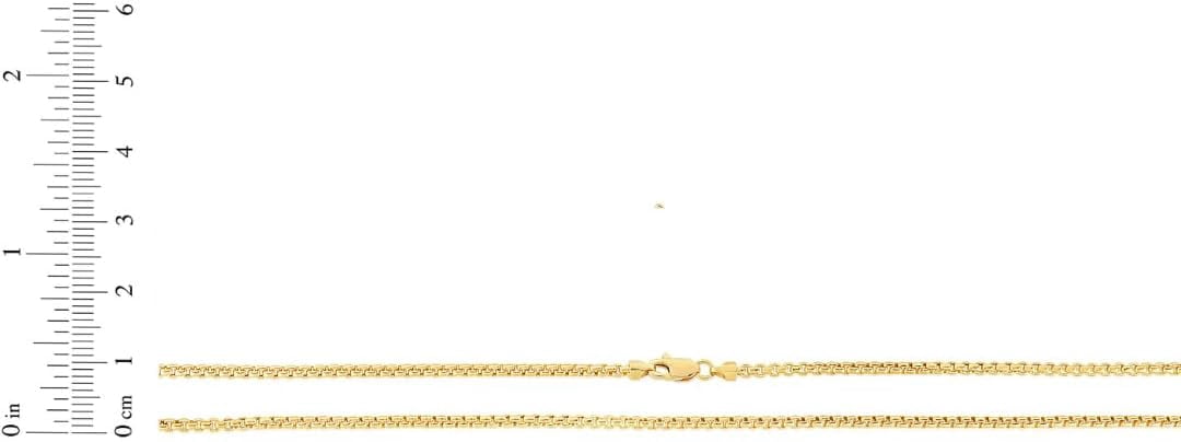 Floreo 10k Yellow Gold 2mm Lite Round Box Link Chain Necklace 18 Inch