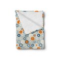 thumbnail image 2 of Grunge Soft Flannel Fleece Blanket, Bullseye Hexagon Pattern with Worn out Backdrop Design with Pale Tones, Cozy Plush for Indoor and Outdoor Use, 70" x 90", Navy Blue Orange Beige, by Ambesonne, 2 of 5