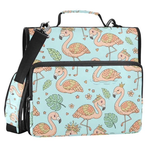 ALAZA Zipper Binder Funny Flamingo 2 in 3 Ring Trapper Keeper 500 Sheet Capacity File Folder Organizer Bag